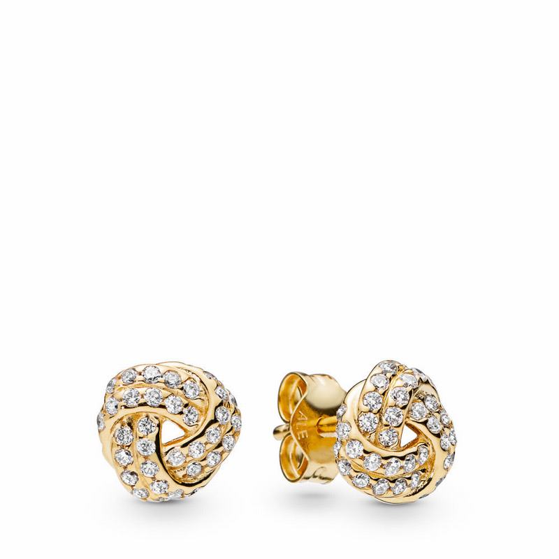 Pandora Shine™ Sparkling Love Knot Stud Earrings NZ Sale, 18ct Gold Plated (209684-EDN)